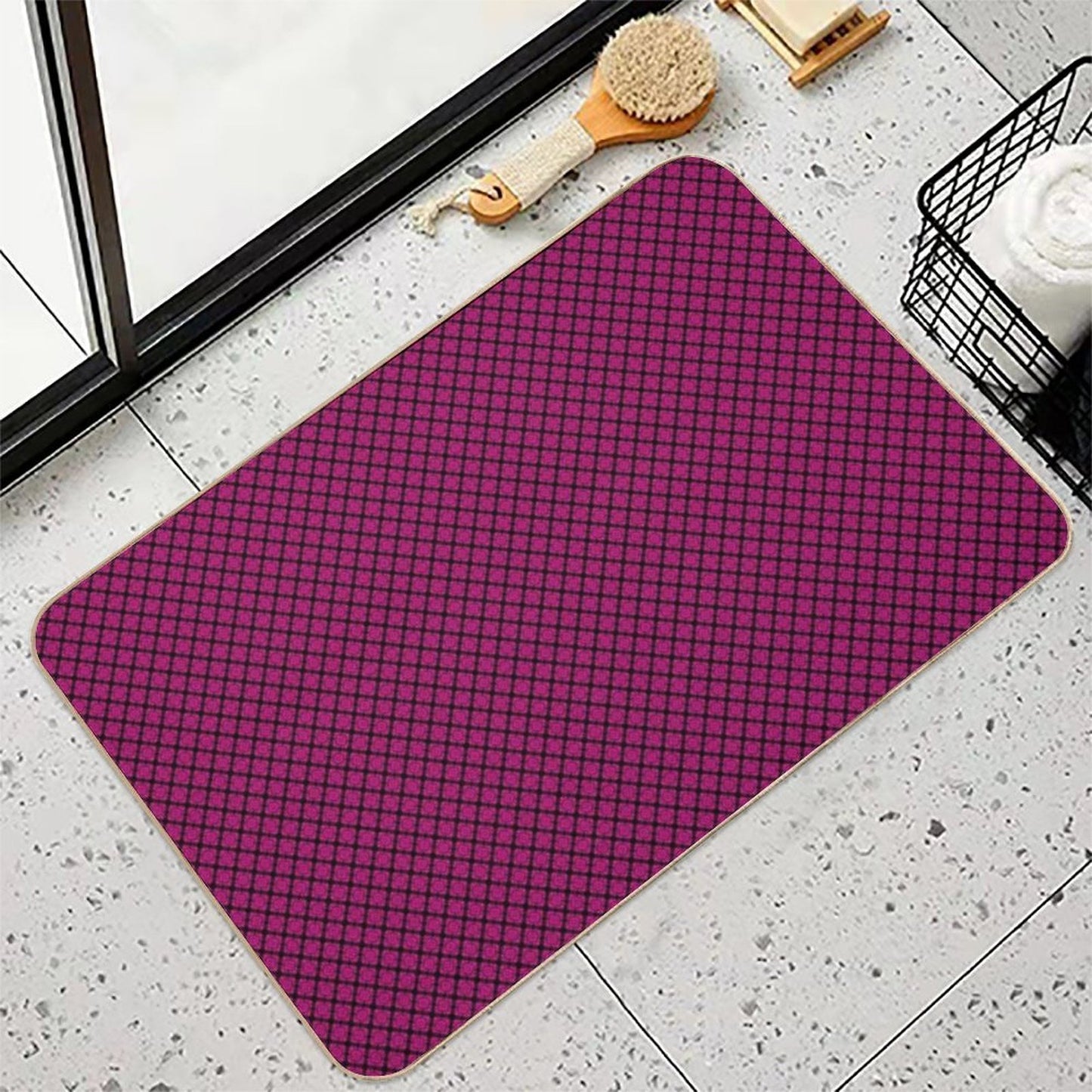 Pink And Black Medallions Slip-Resistant Bath Mat