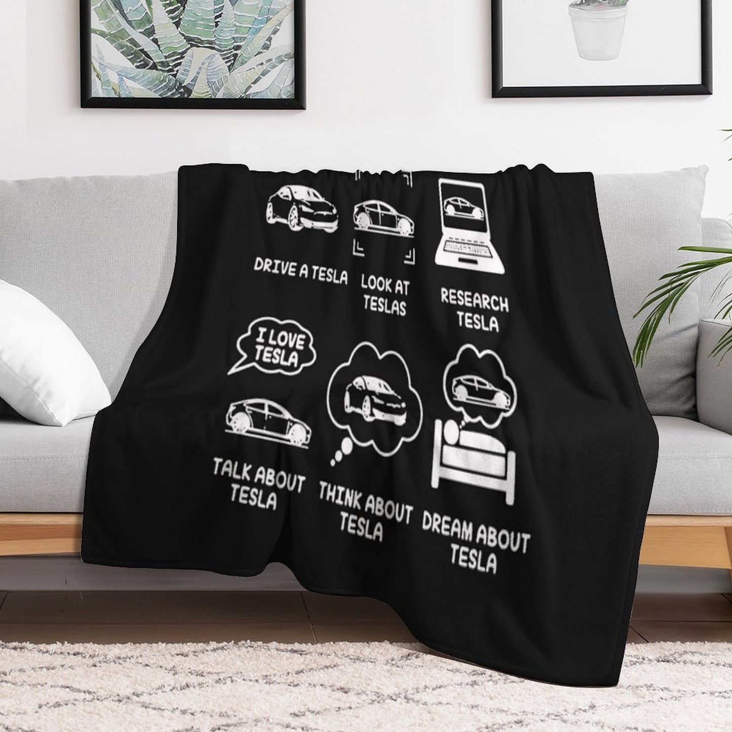 Tesla Things I Do in My Spare Time Eco-conscious Throw Blanket