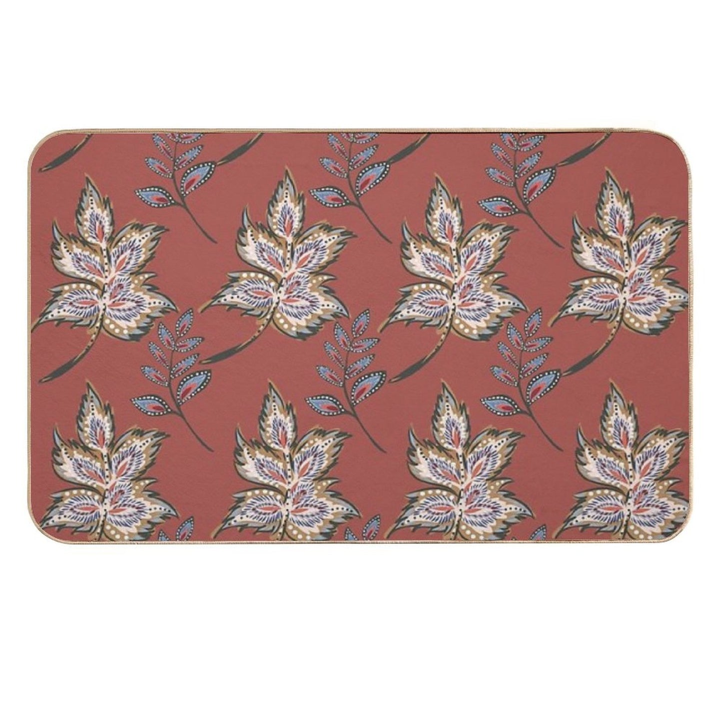 Floral Pattern Of Warm Earth Tones Multi-Purpose Bath Mat