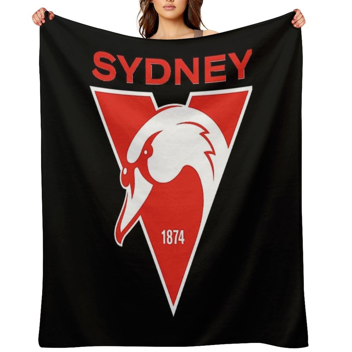 Sydney The Bloods Swans Haughty Swannies-Logo Plush Throw Blanket