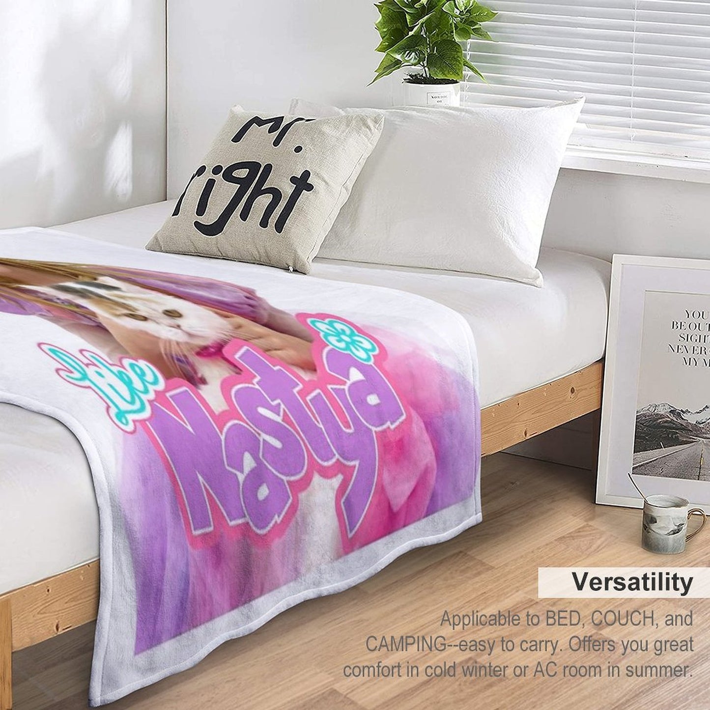 Like Nastya Holding Cute Cat, Like Nasya Soft Stuffed Plush Animal Toy,like Nastya Logo Durable Throw Blanket