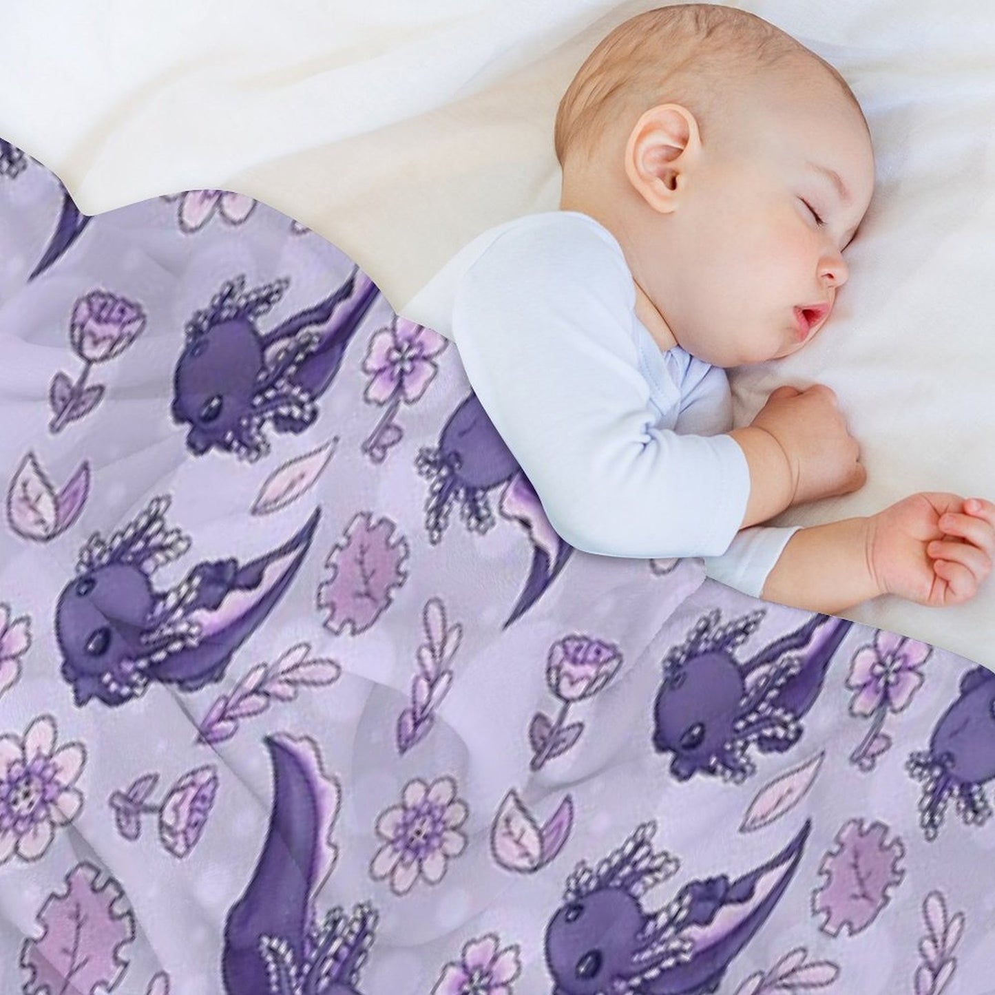 Floral Speckled Axolotl Pattern - Winter Edition Multi-functional Throw Blanket