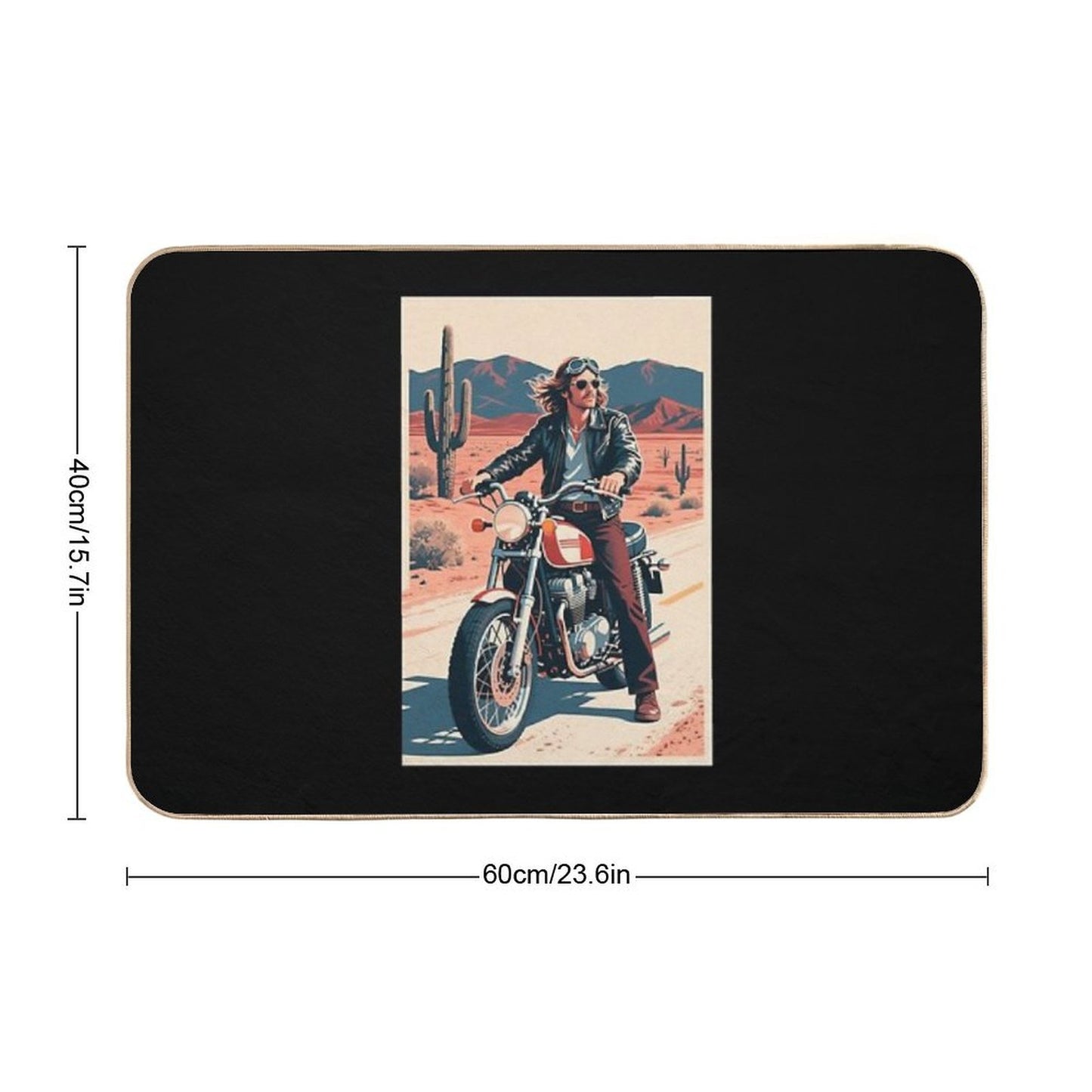 Vintage 70s Biker Illustration in Hope Style Slip-Resistant Bath Mat