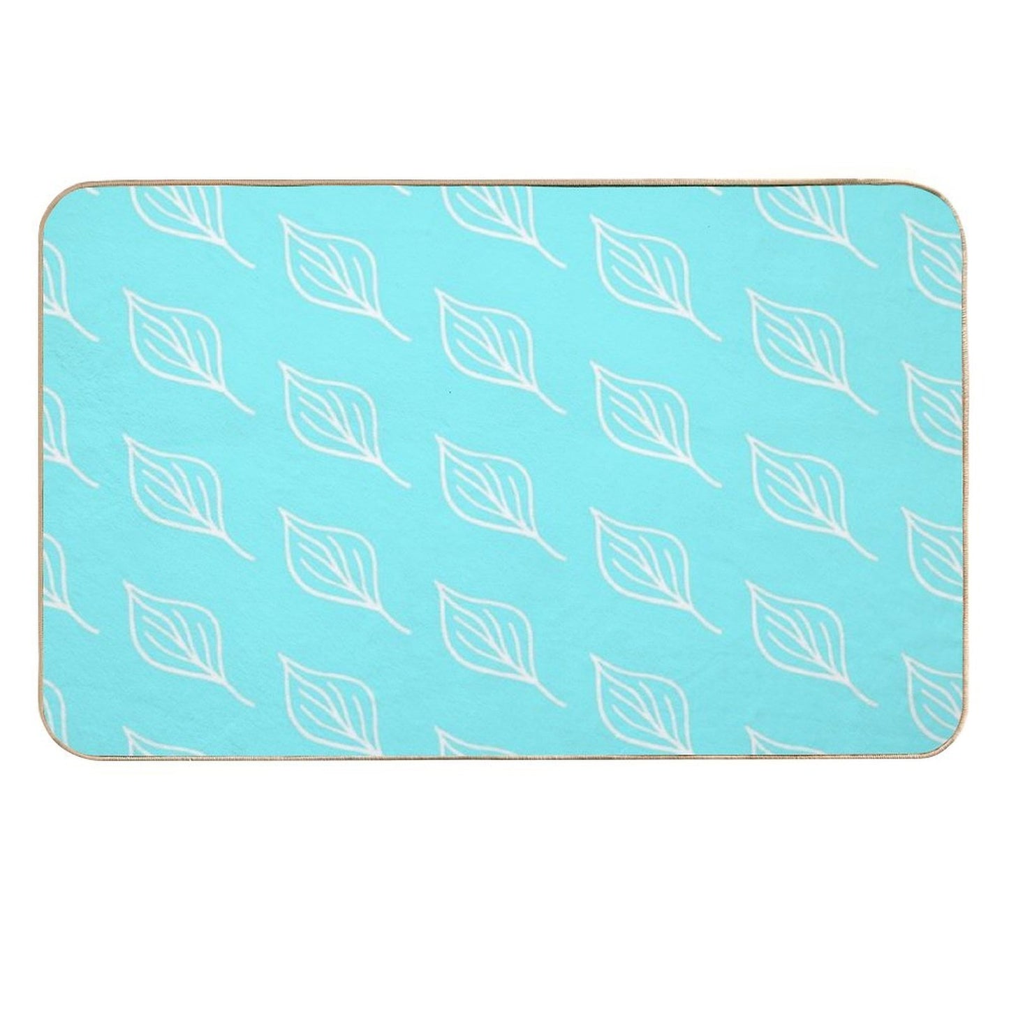 Leaf White Minimalist Stain-Proof Bath Mat