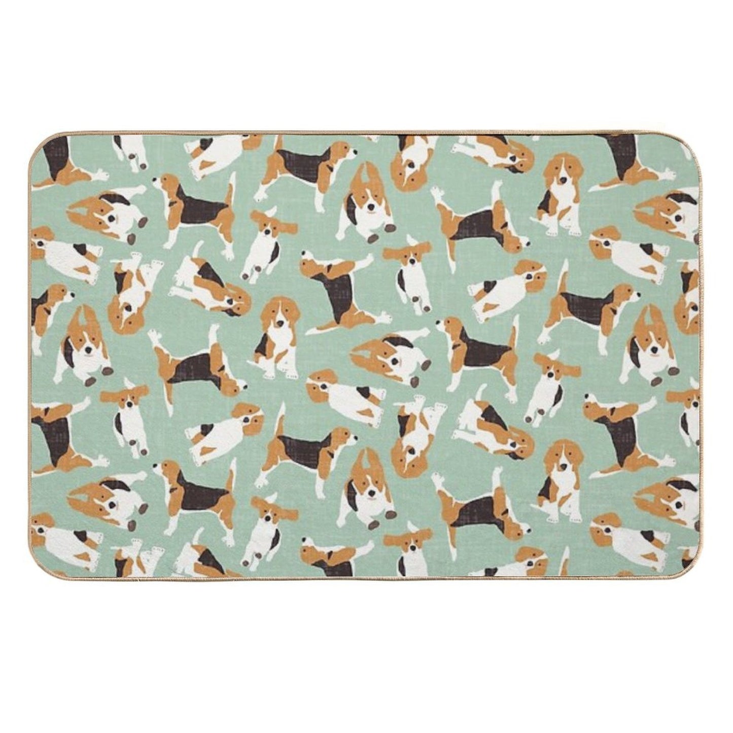 Beagle Scatter Mint Easy Maintenance Bath Mat