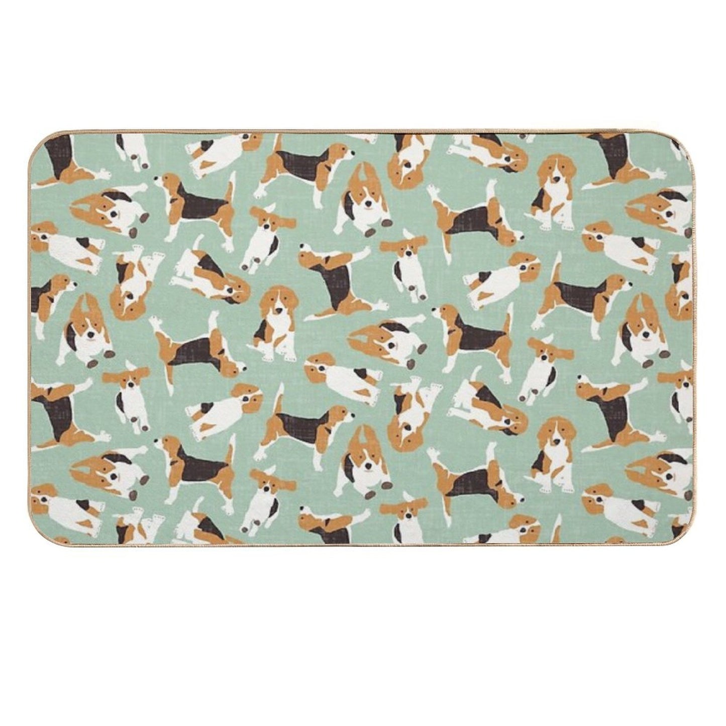 Beagle Scatter Mint Easy Maintenance Bath Mat