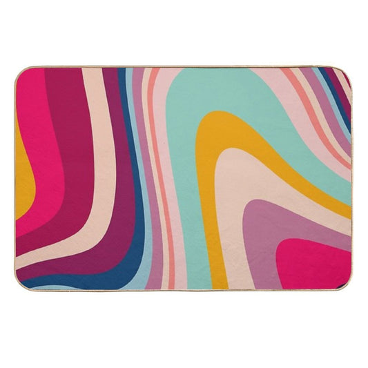 Retro Colorful Trippy Abstract  Fade-Resistant Bath Mat