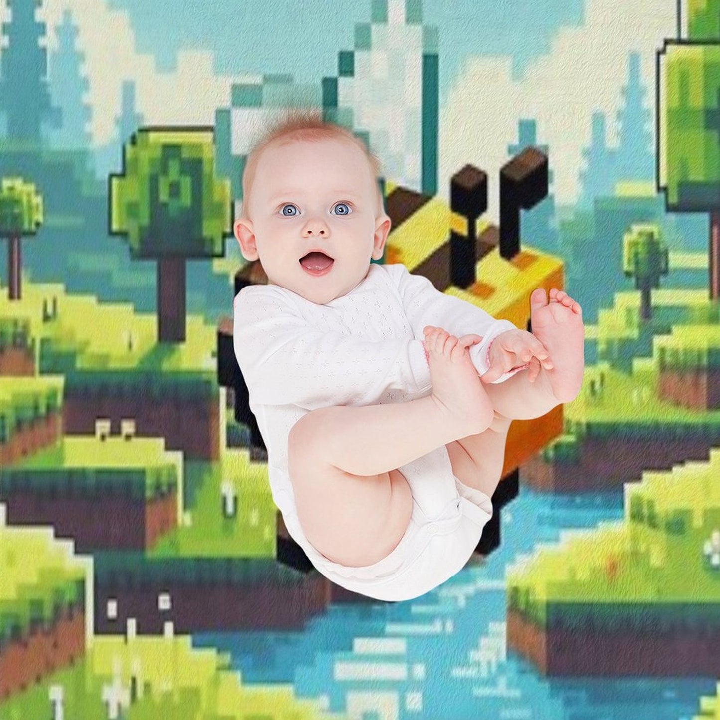 Pixelated Bee Design Anti-pilling Throw Blanket