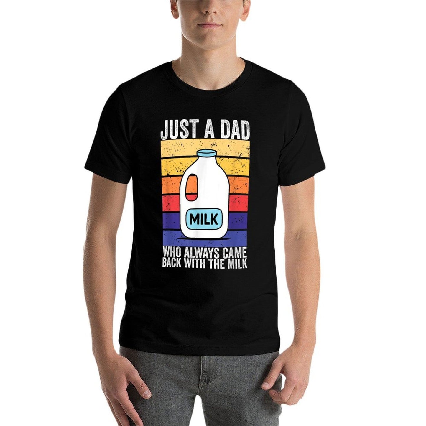 Just A Dad Who Always Came Back With The Milk Trendy Pattern T-Shirt