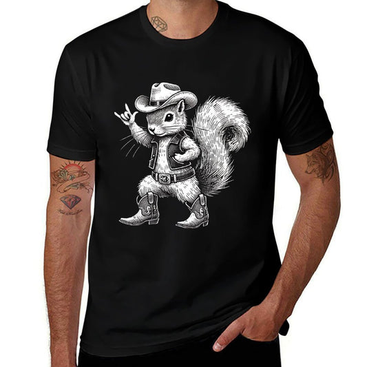 Vintage Squirrel Funny Cowboy Cowgirl Western Country Animal Comfortable T-Shirt