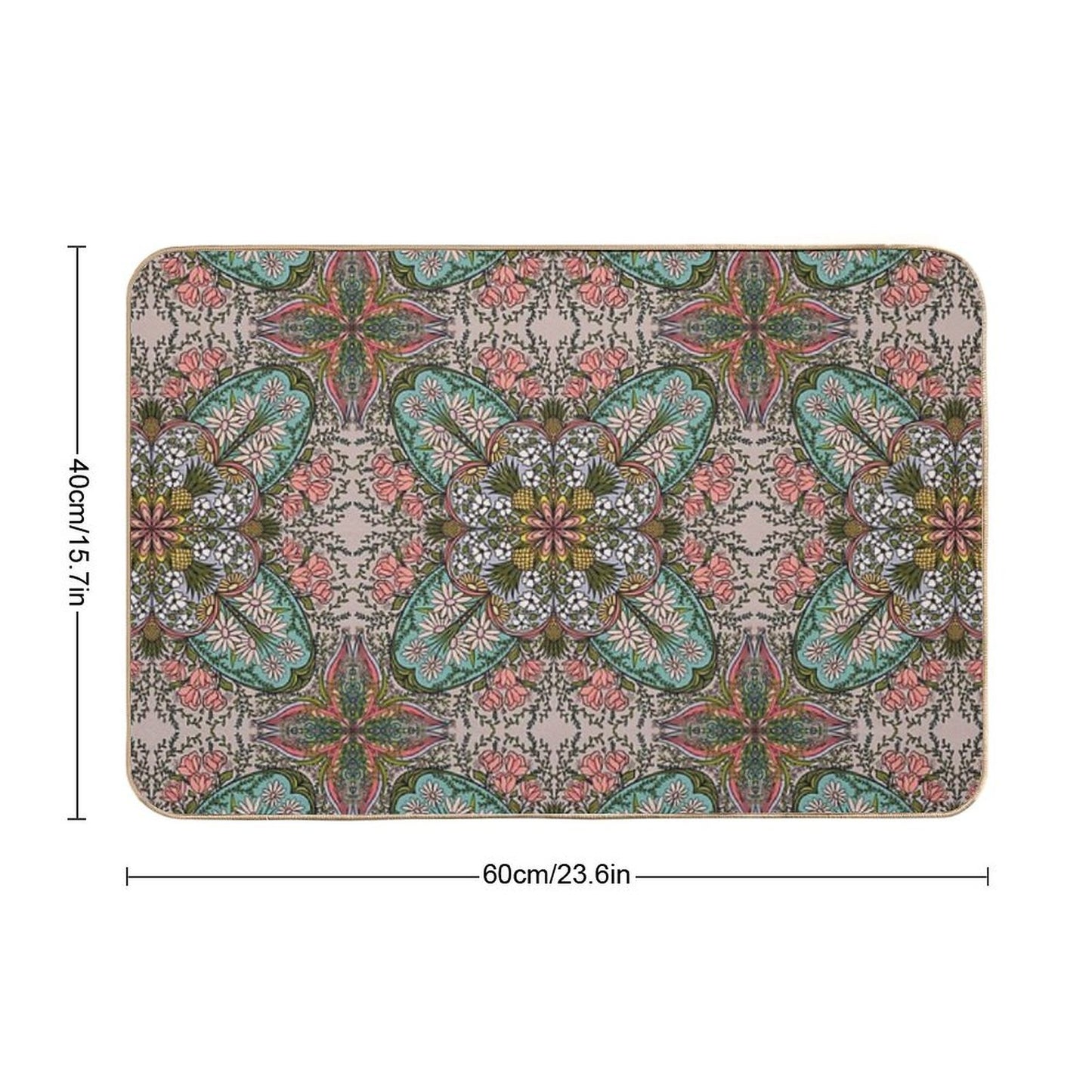 Boho Rose Pineapple Medallion Dirt-Trapping Bath Mat