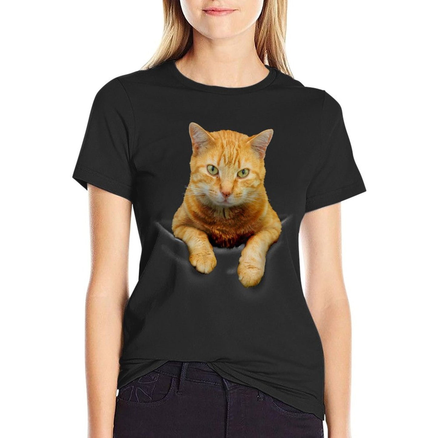 Cat in A Pocket Funny Kitten Kitty Meme Cats Meow Owner Men Women Kids High-quality Stitching T-Shirt