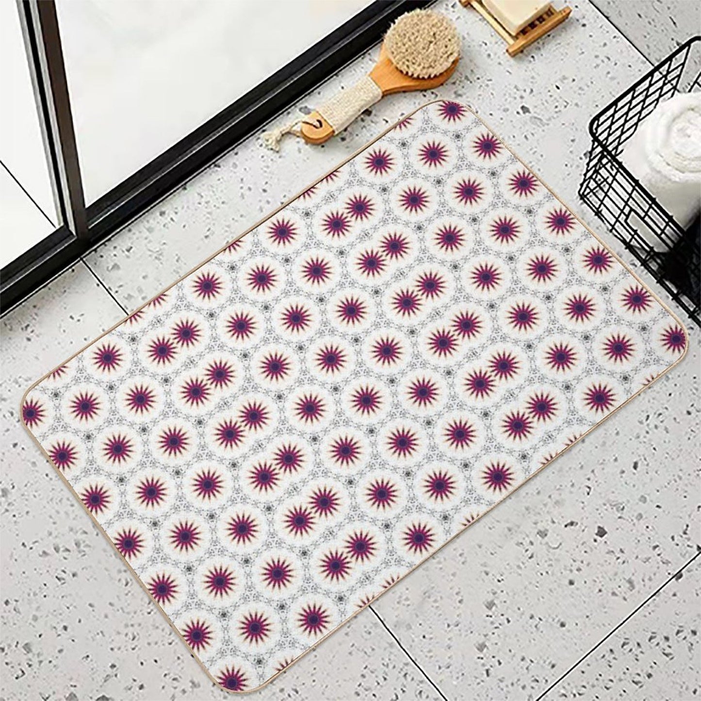 Blooming Flower on Fire Absorbent Bath Mat
