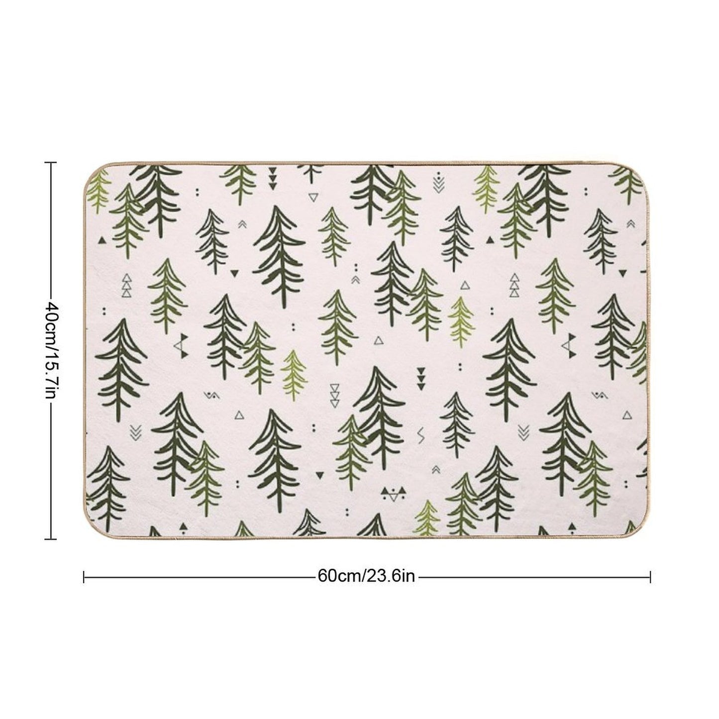 Doodled Fir Trees Pattern Durable Bath Mat