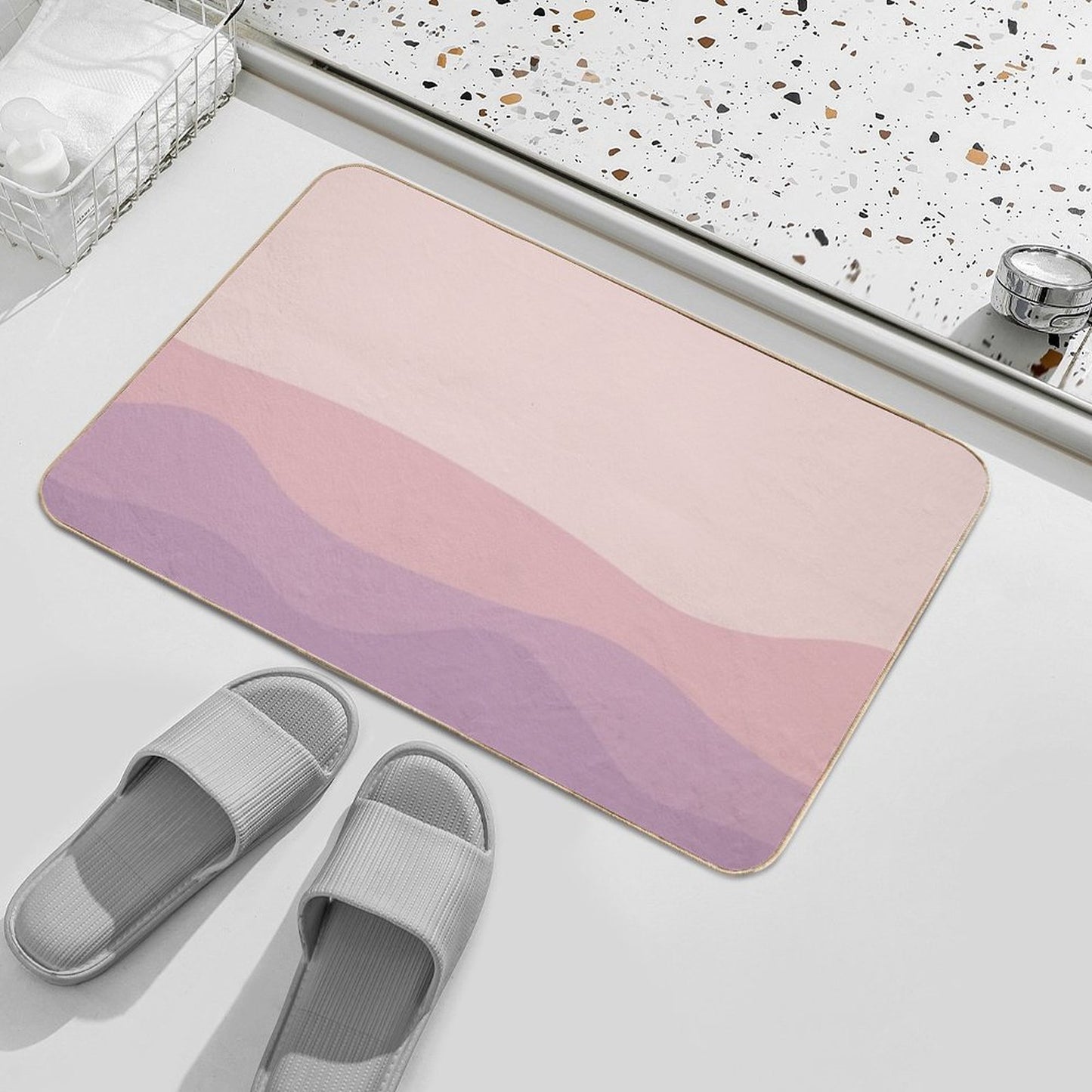 Aesthetic Soft Pink Mountains Absorbent Bath Mat