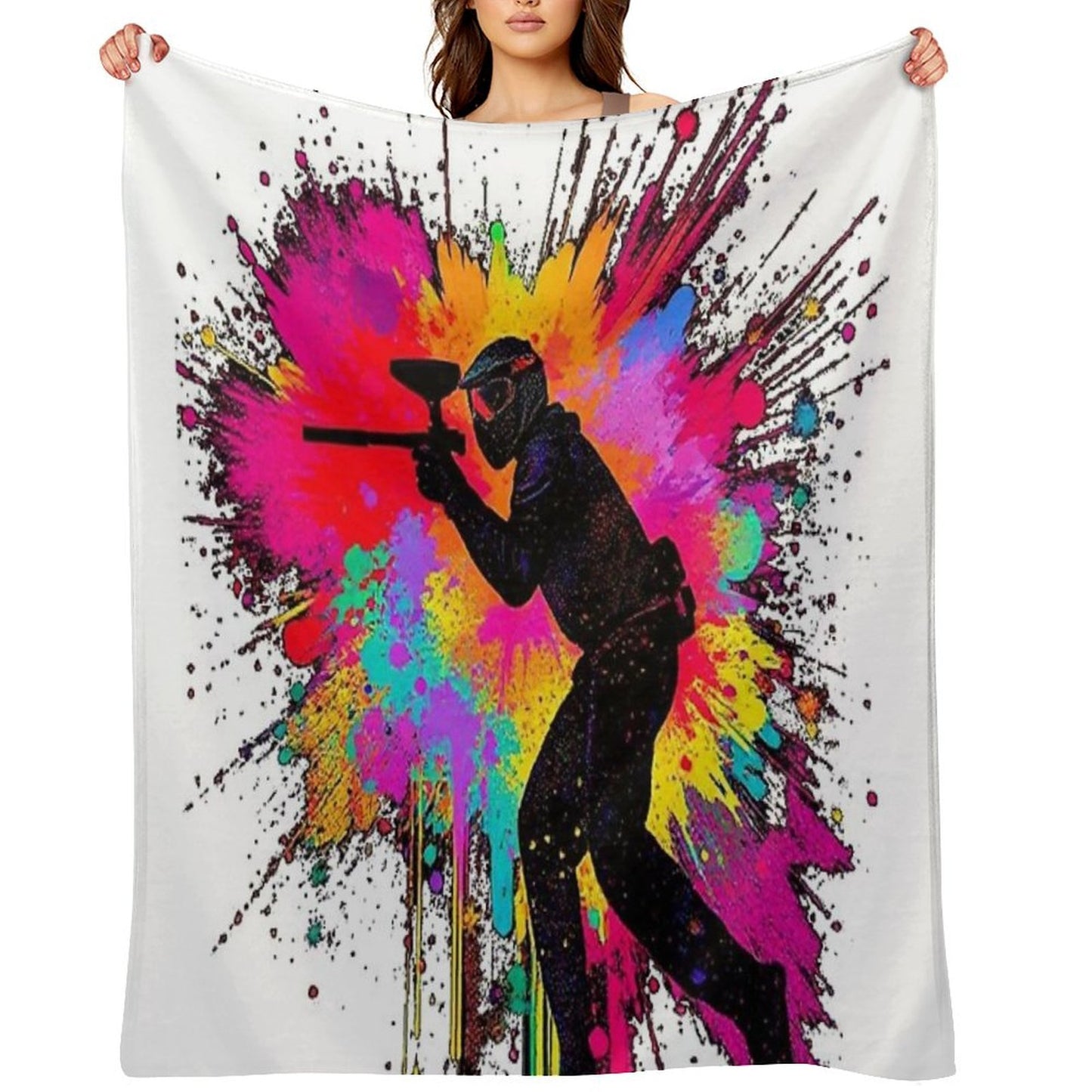 Paintball Logo Game Player Pop Art Graphic Easy Care Throw Blanket