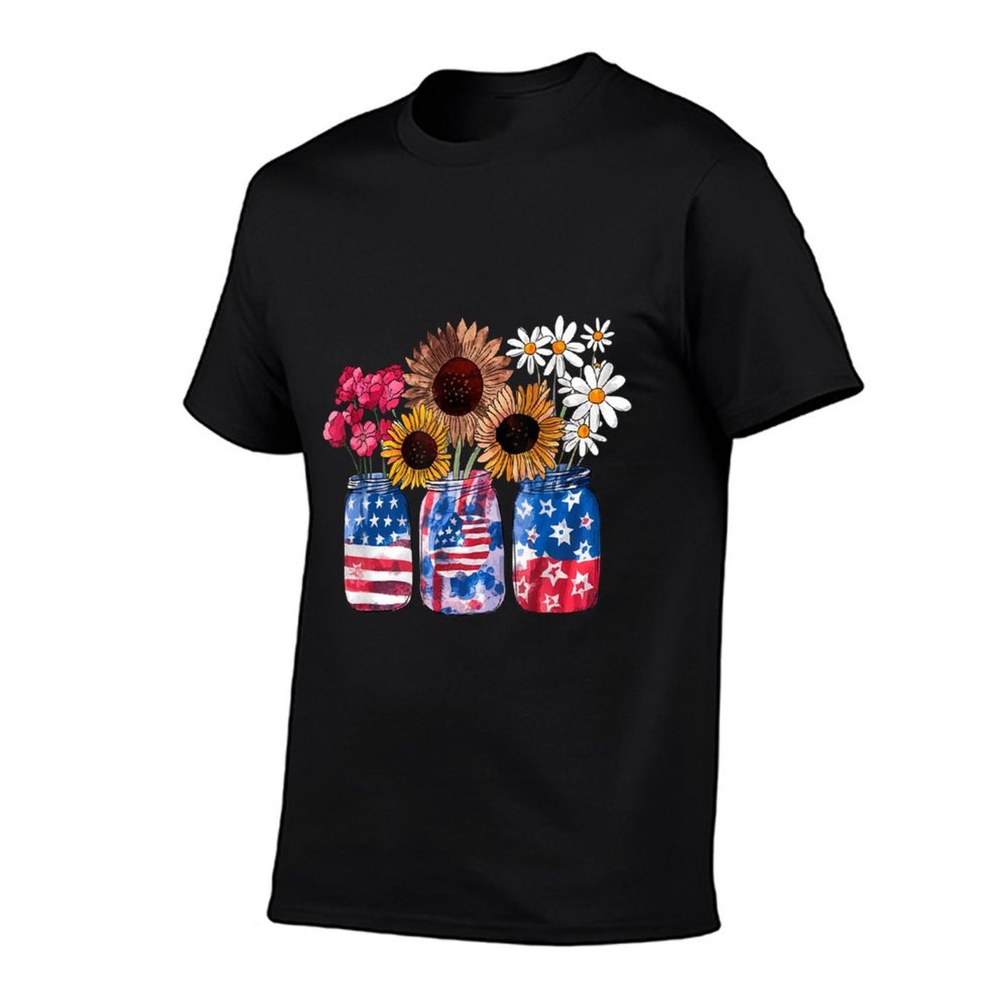 Sunflower Daisy Flower American Graphic For Men Women  Fade-proof Color T-Shirt