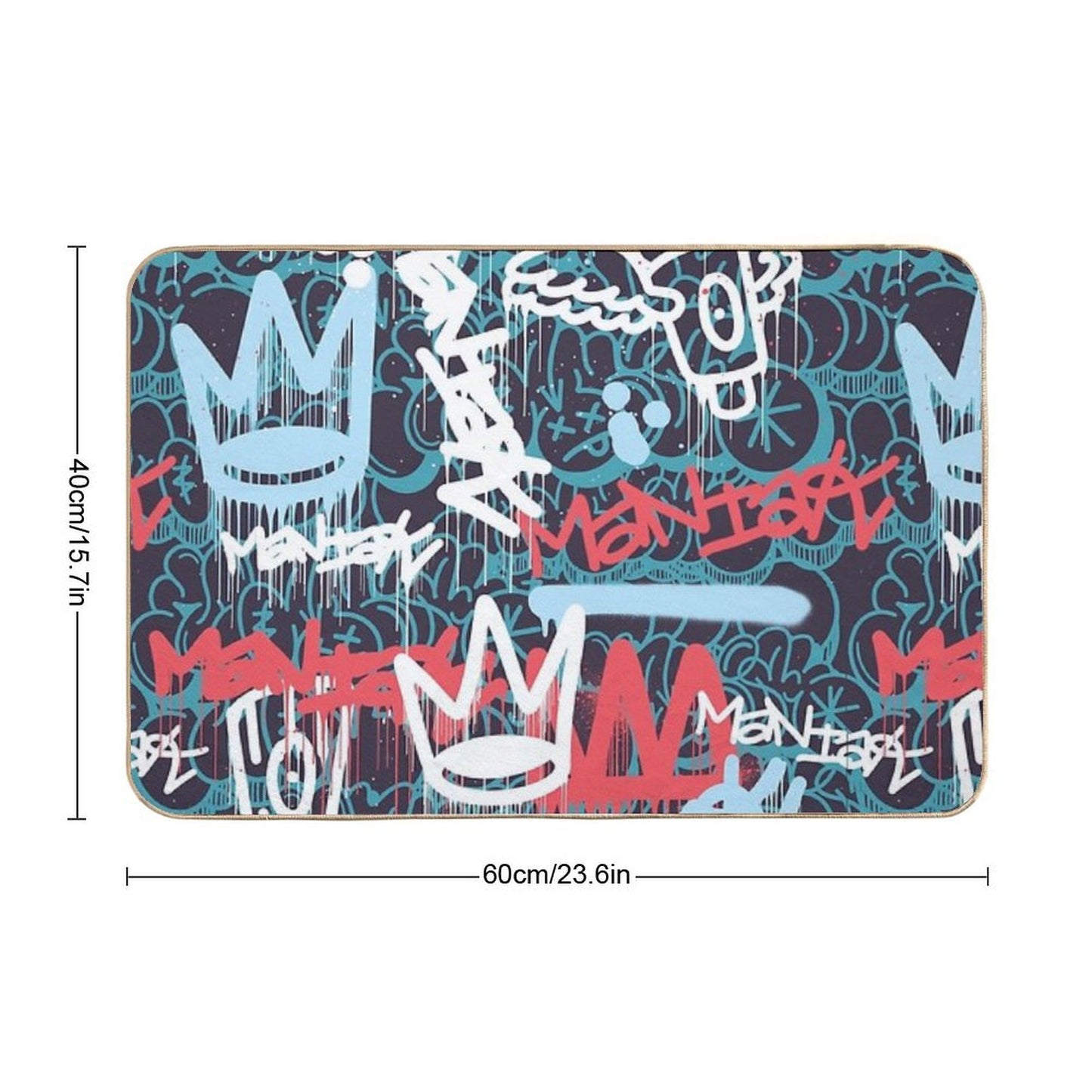 Maniak Tag & Throwie Patterned Print Odorless Bath Mat