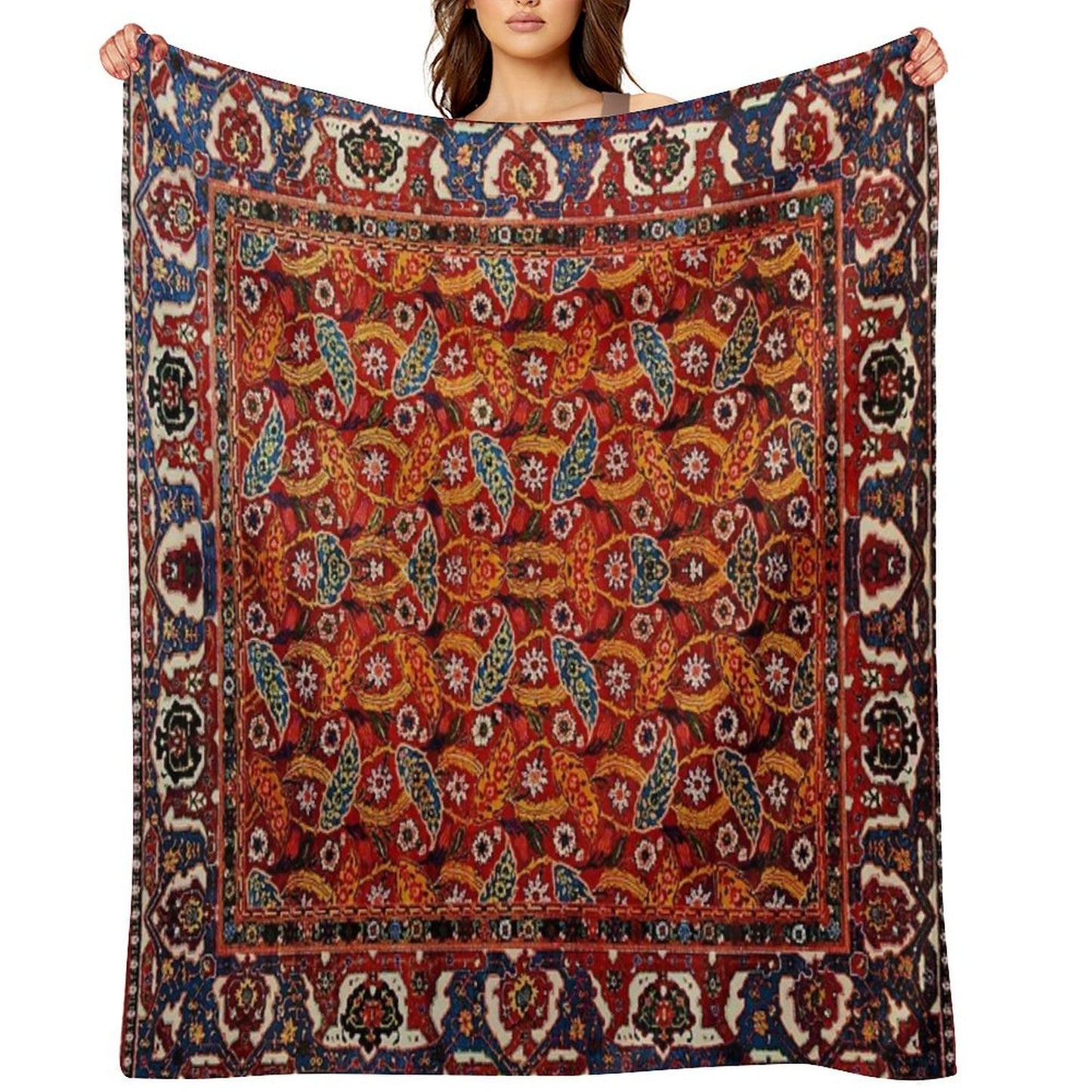 Carpet Pattern in Paisley Boho Multi-functional Throw Blanket
