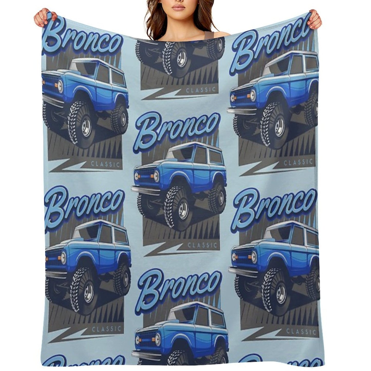 Ford Bronco Truck Classic Ford Bronco Blue Compact Throw Blanket