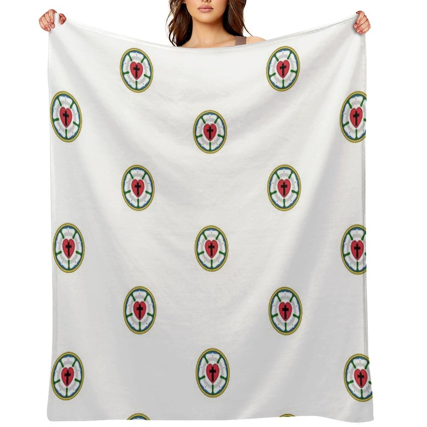 Lutheran Church Rose Heart Cross Logo Gift-ready Throw Blanket