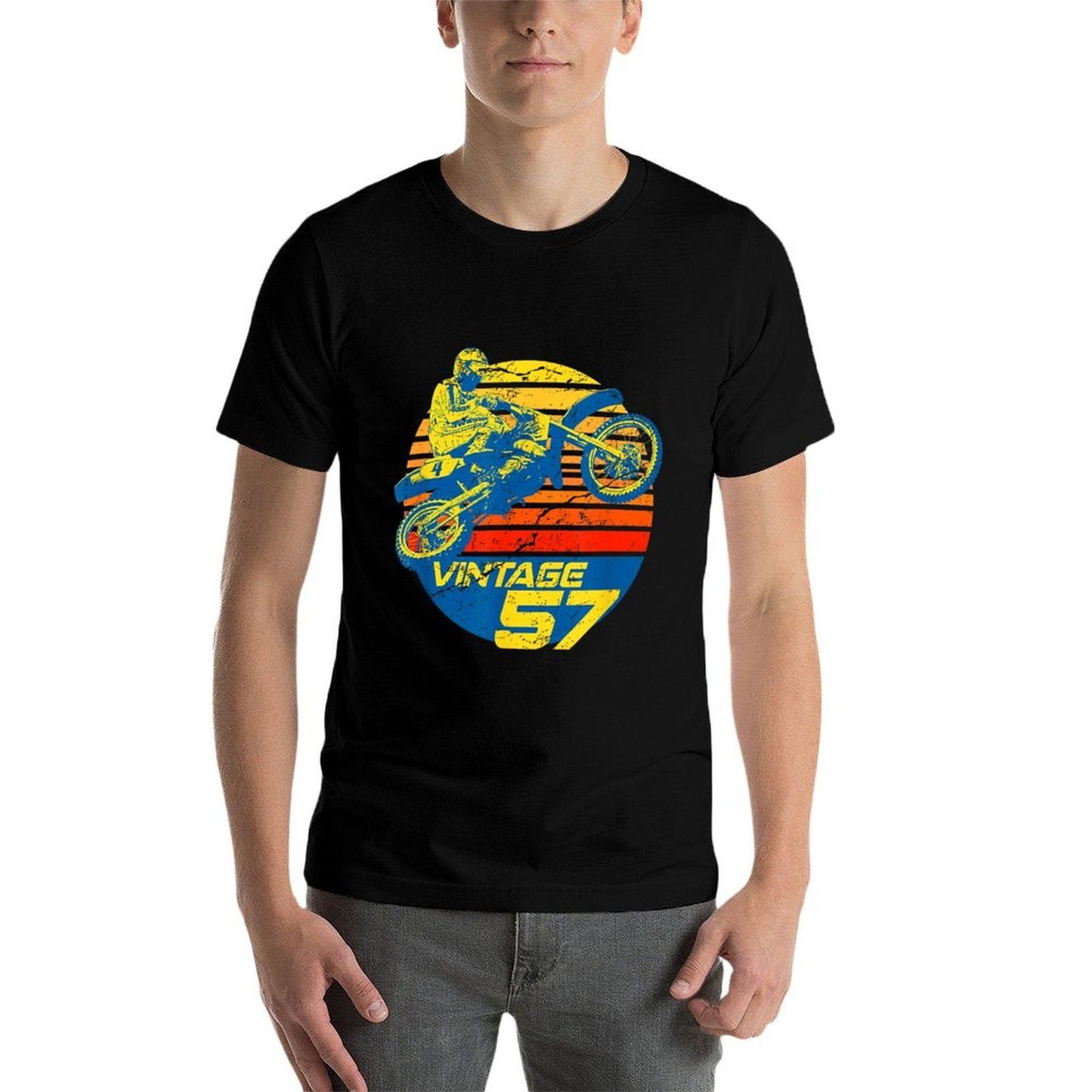 60th Birthday Shirt for MX Racer Or Dirt Bike Rider Oversized Silhouette T-Shirt
