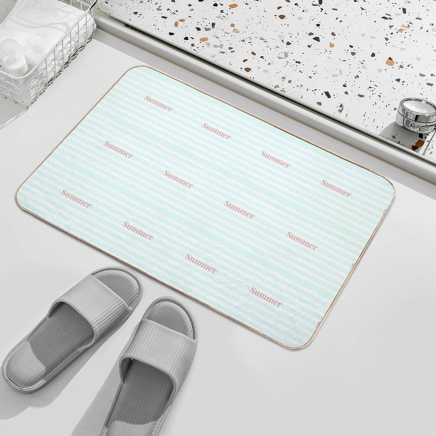 Summer with Stripes Stain-Proof Bath Mat