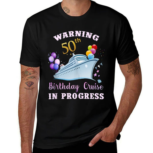 Womens Warning 50th Birthday Cruise In Progress Funny Cruise  Heathered Texture T-Shirt