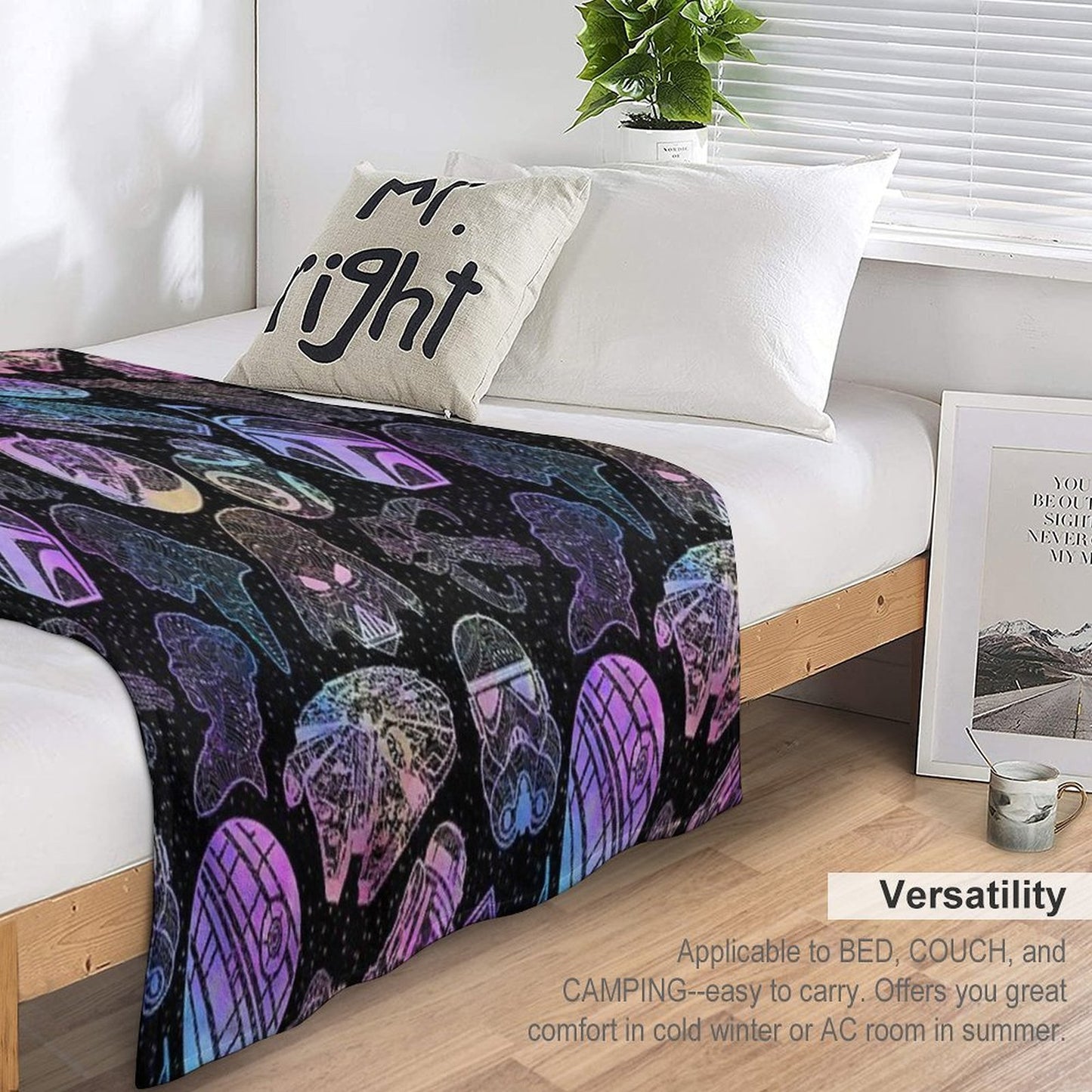 Space Wars Watercolor Mandalas Wrinkle-free Throw Blanket