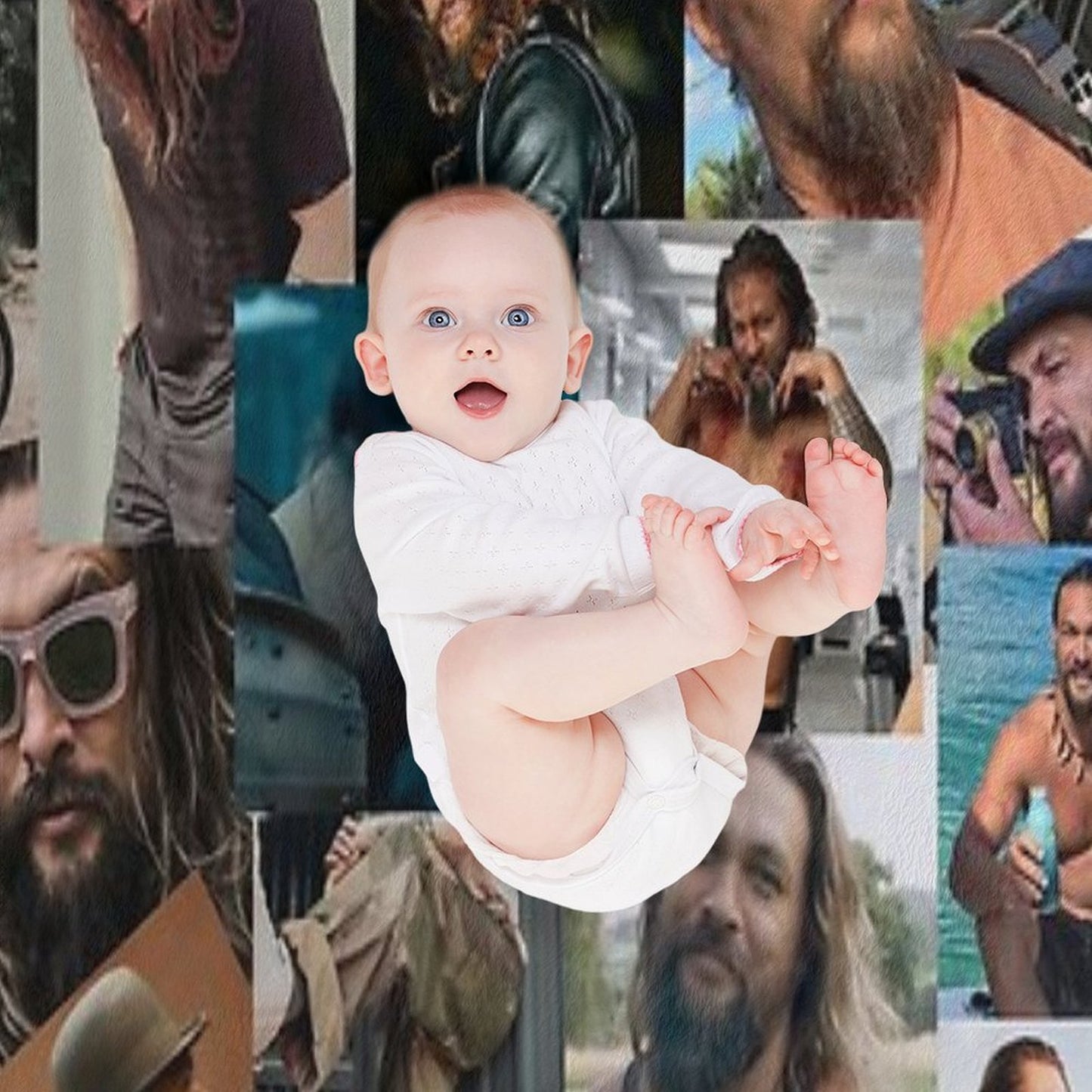Jason Momoa Photo Collage Travel-friendly Throw Blanket