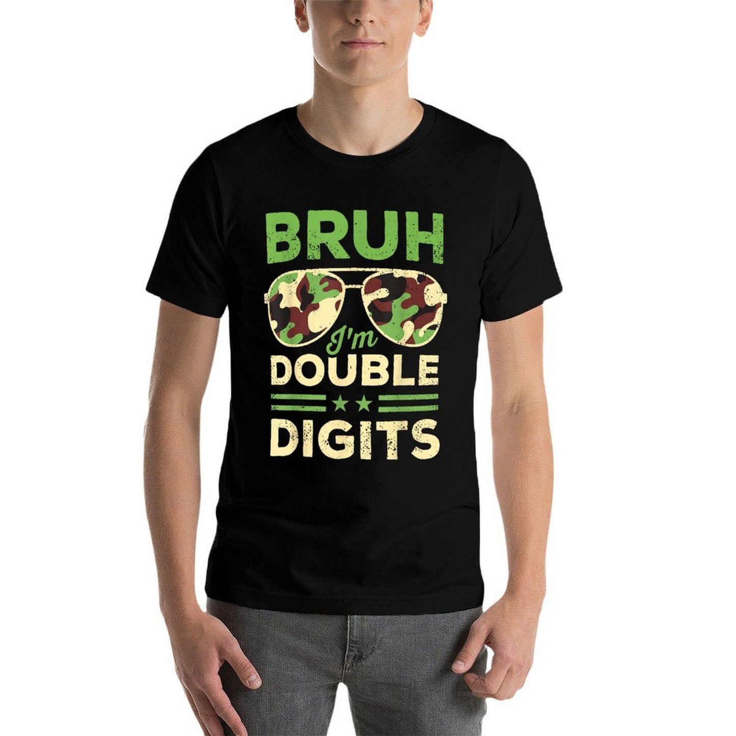 Bruh I'm Double Digits Camo 10th Birthday 10 Year Old Boys Eco-friendly Material T-Shirt