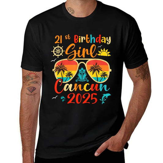 Vintage 21st Birthday Girls Cancun 2025 Beach Vacation Trip  Soft T-Shirt