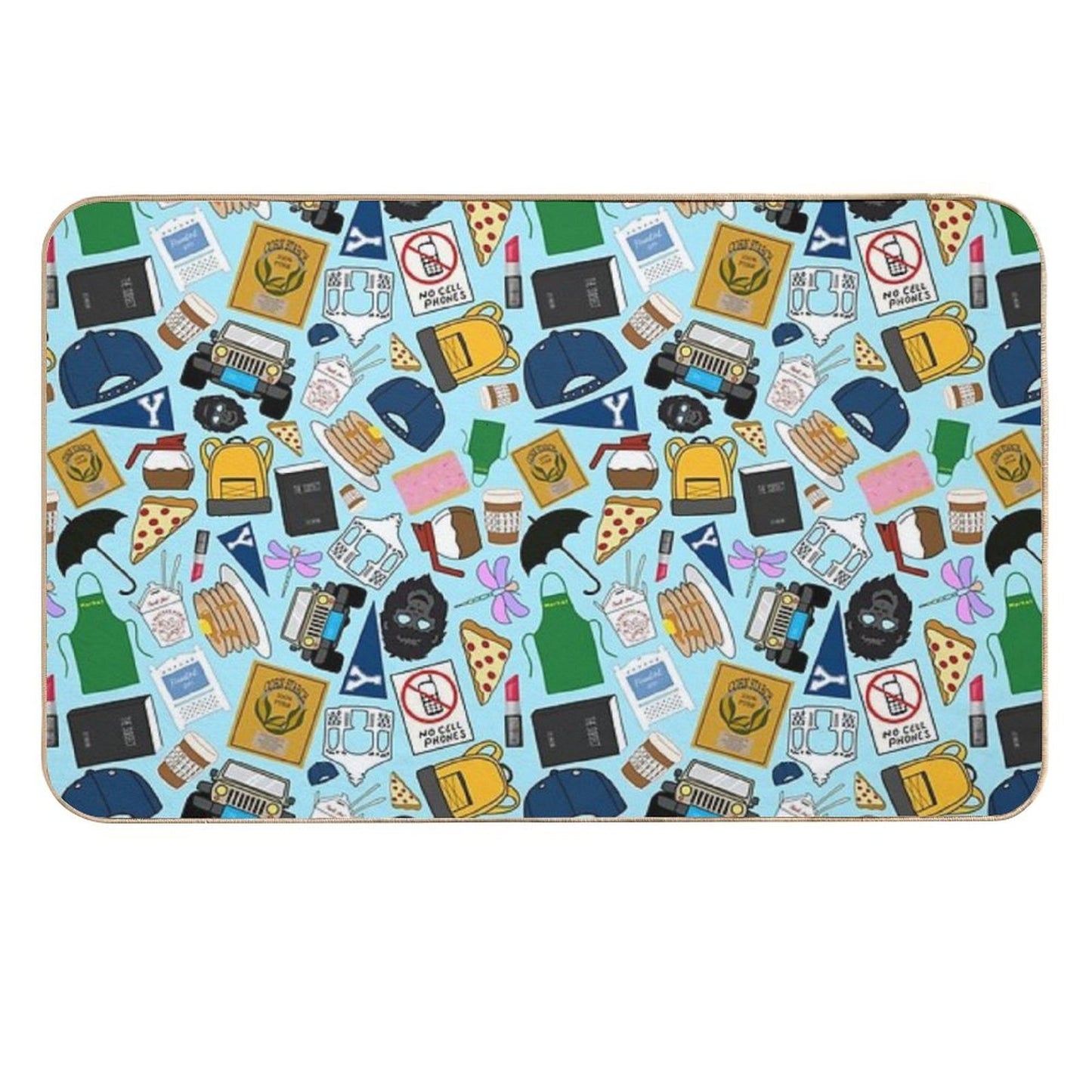 Ultimate Fan Pattern Icons All Over Print Blue Pack Anti-Trip Bath Mat