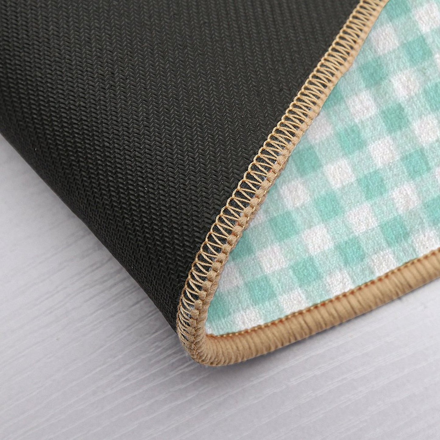 Aqua Gingham Checkered Pattern Design High-Traffic Bath Mat