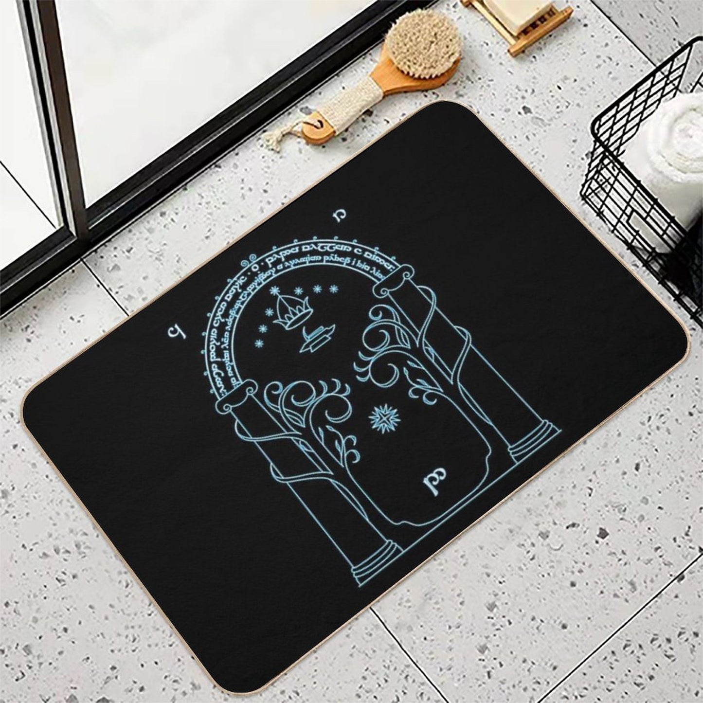 Gate to Moria - Light Blue Repositionable Bath Mat