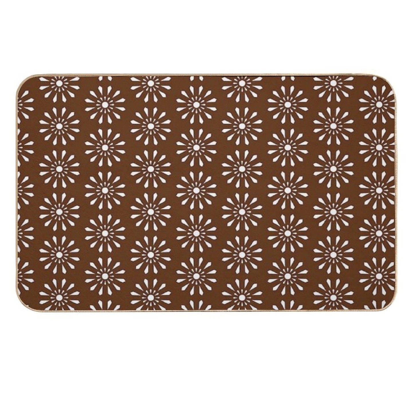 Brown Moroccan Inspired Pattern Long-Lasting Bath Mat