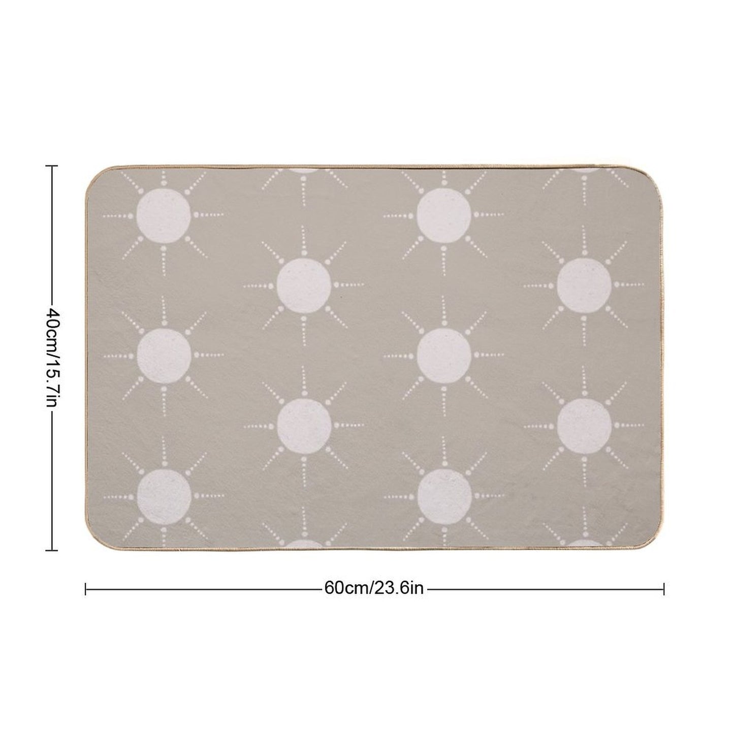 Pretty Polka Dots Sun Pattern Boho Aesthetic In Muted Colors Light Taupe Durable Bath Mat
