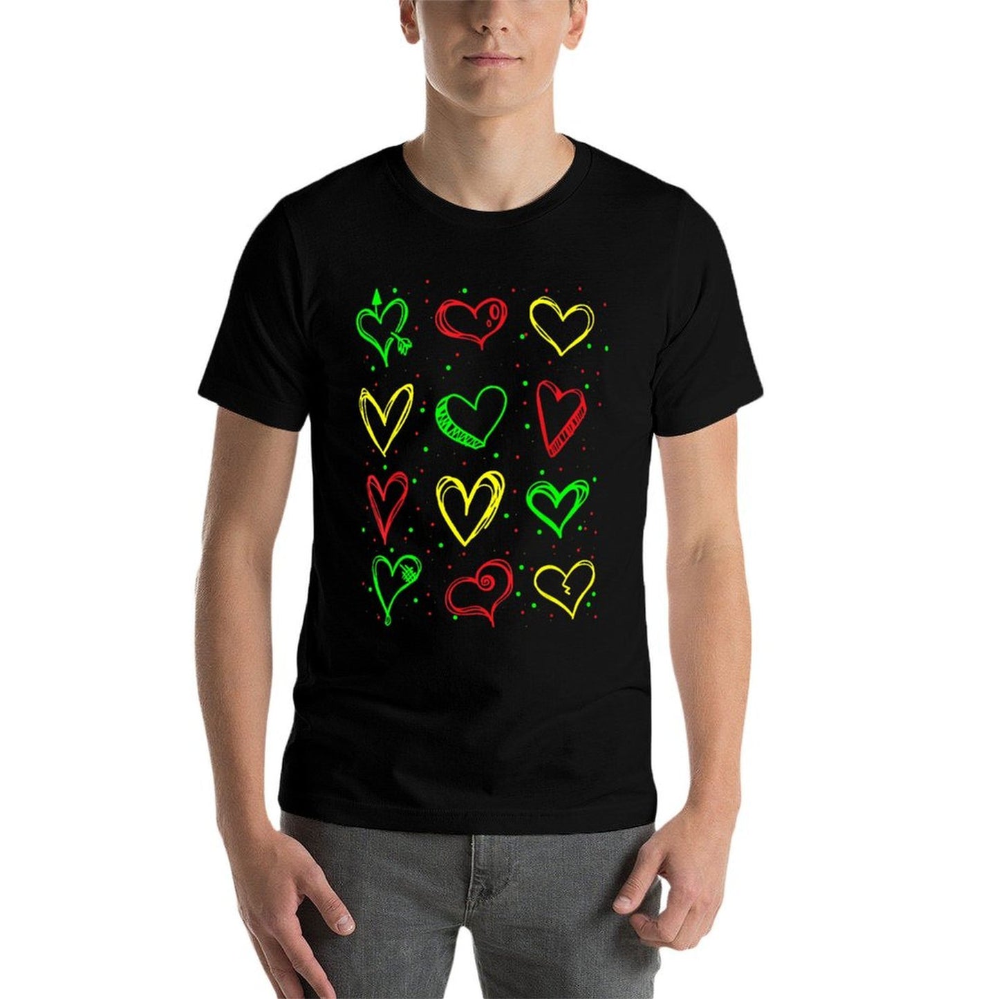 Heart Pattern Juneteenth Black History African American Heathered Texture T-Shirt