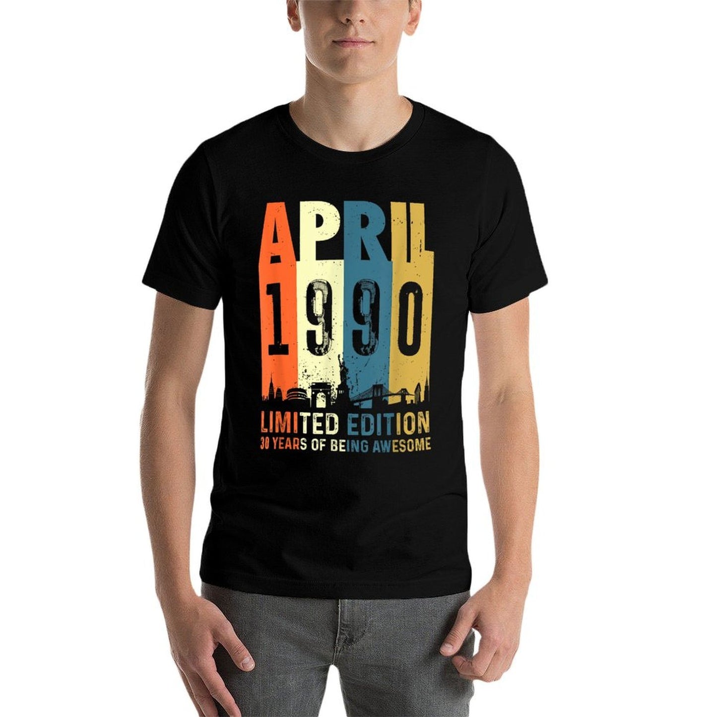 30 Limited Edition, Made in April 1990 30th Birthday Heathered Texture T-Shirt