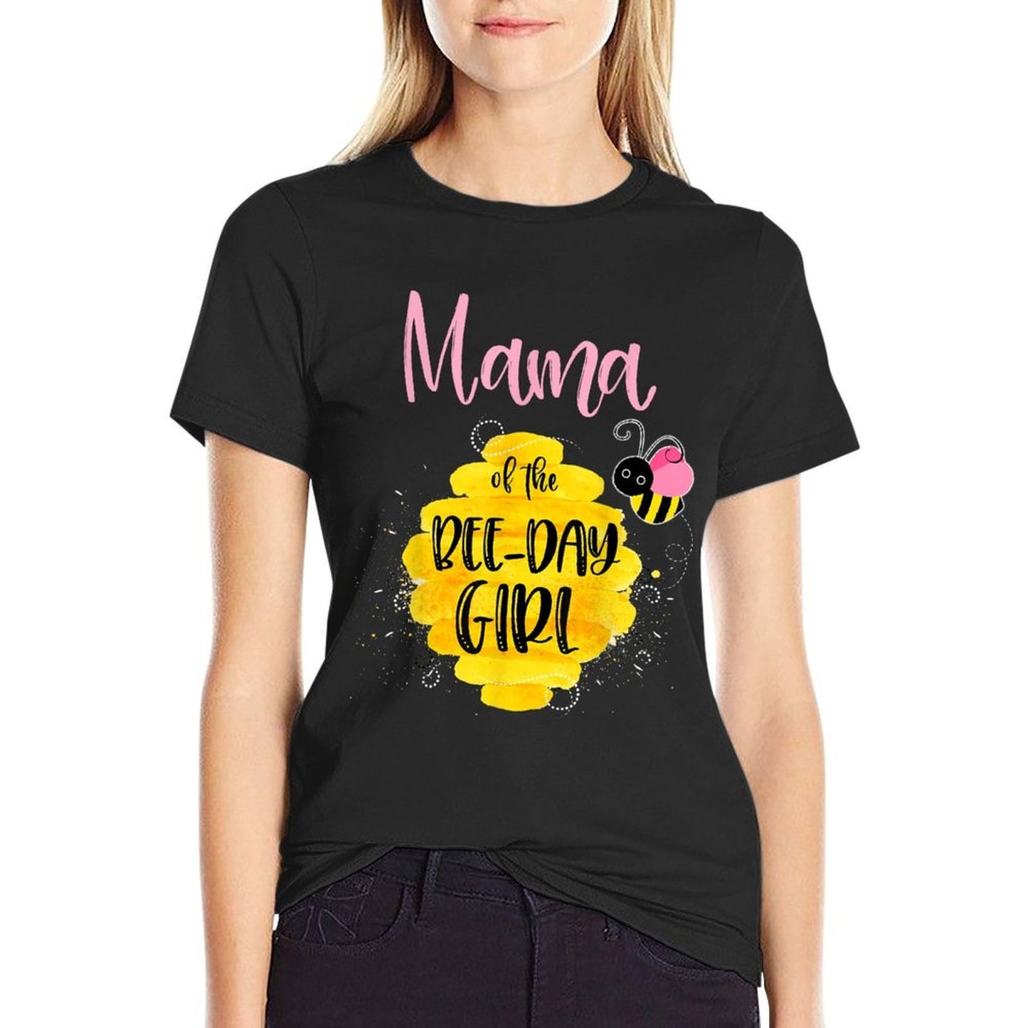 Mama of The Bee-Day Girl Pink Bee Themed Birthday Party Vintage-inspired T-Shirt