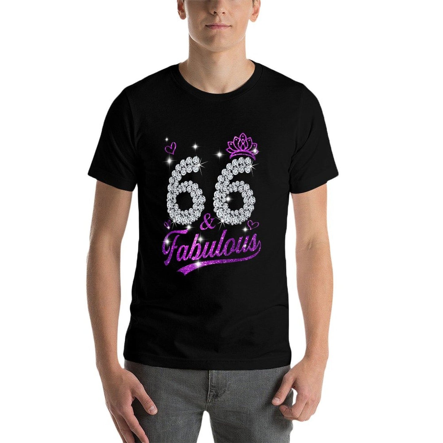 66 & Fabulous 66 Year Old 66th Birthday Diamond Crown Pink Eco-friendly Material T-Shirt
