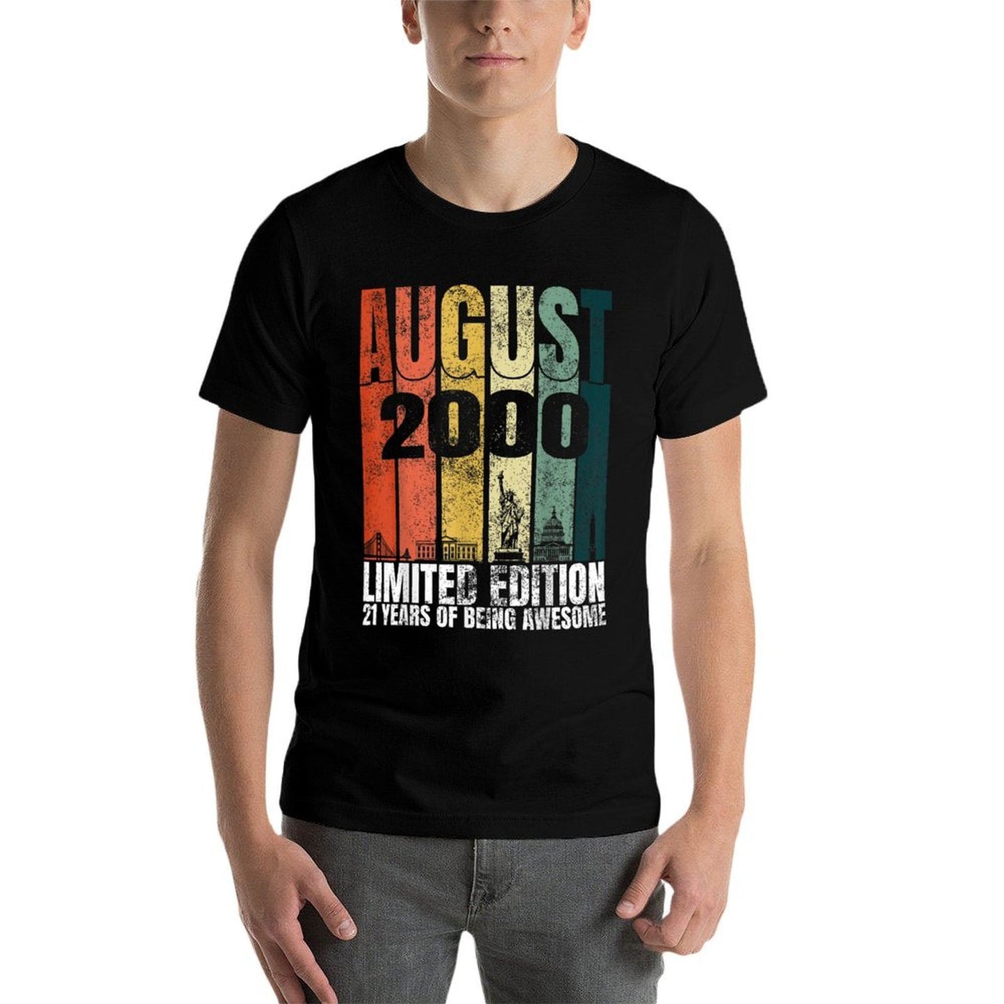 Vintage August 2000 Bday Graphic 21 Years Old 21st Birthday Affordable Price T-Shirt