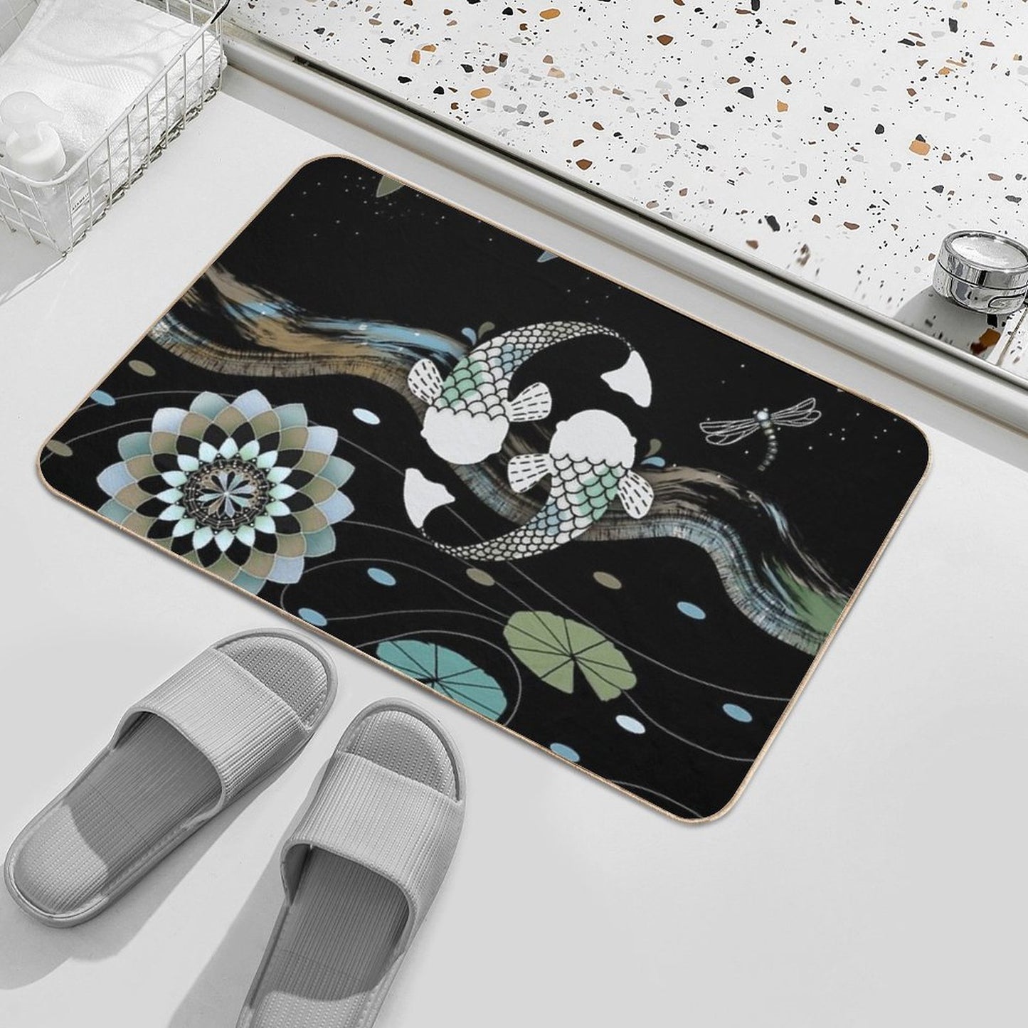 Lucky Koi Mandala Easy To Clean Bath Mat