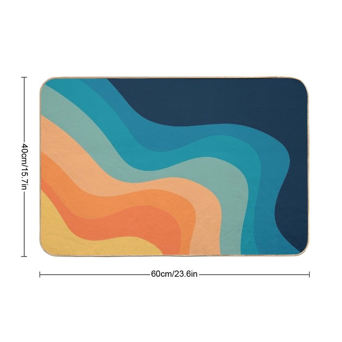 Retro Style Waves Decoration Durable Bath Mat
