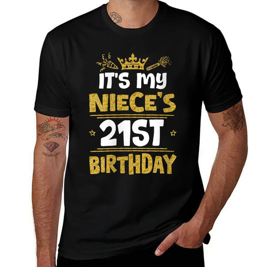 Womens Happy It's My Niece's 21st Birthday 2004 21 Years Old  Graphic-printed T-Shirt