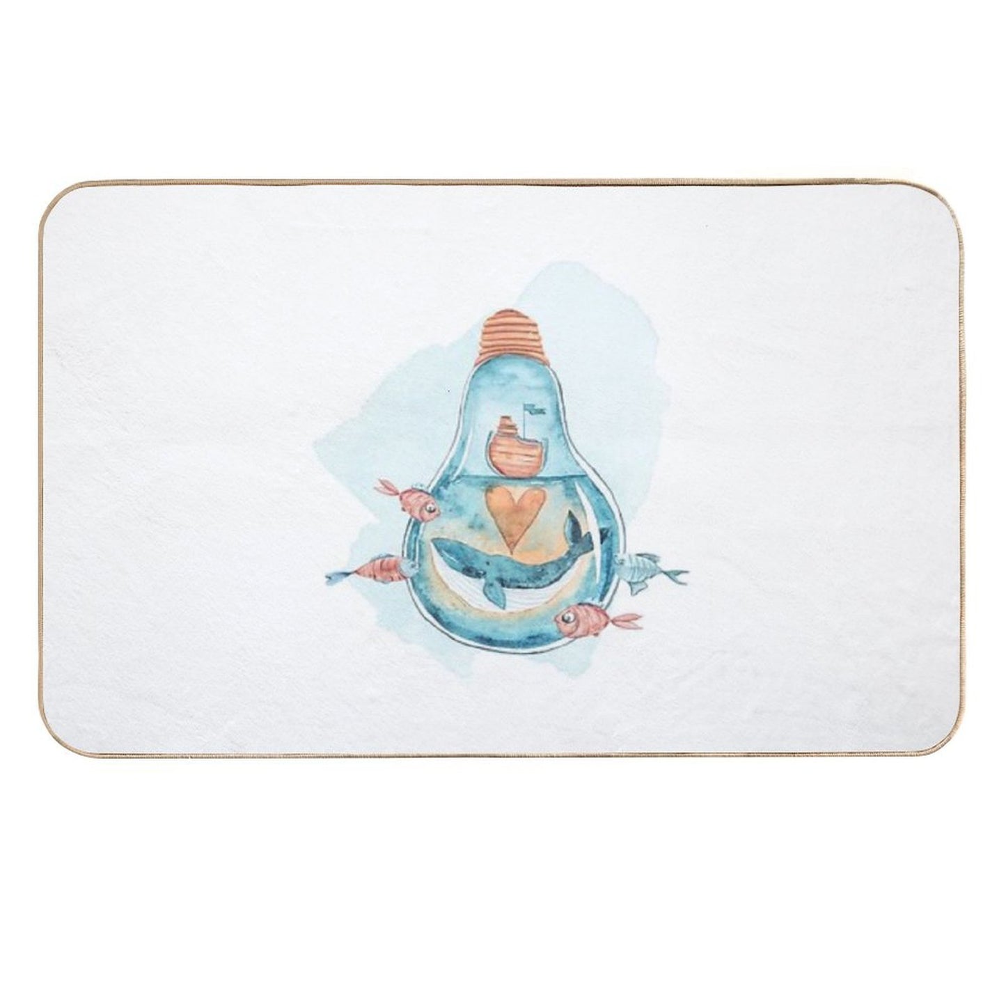 Cute Watercolor Whale Illustration Long-Lasting Bath Mat