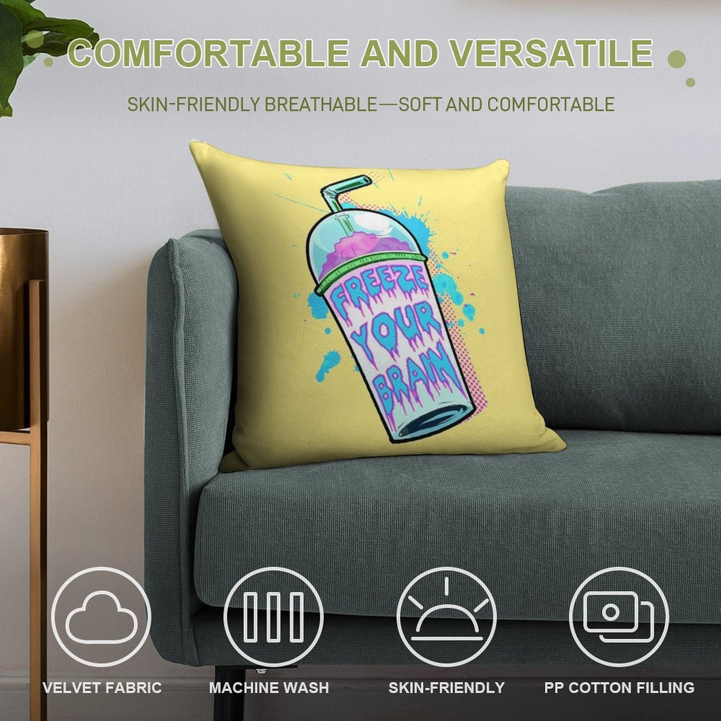 Freeze Your Brain Soft Home Decor Throw Pillow