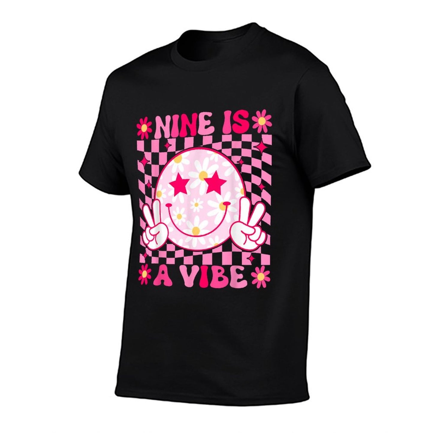 Nine Is A Vibe Birthday Groovy 9 Year Old Girls 9th Birthday Quick-drying T-Shirt