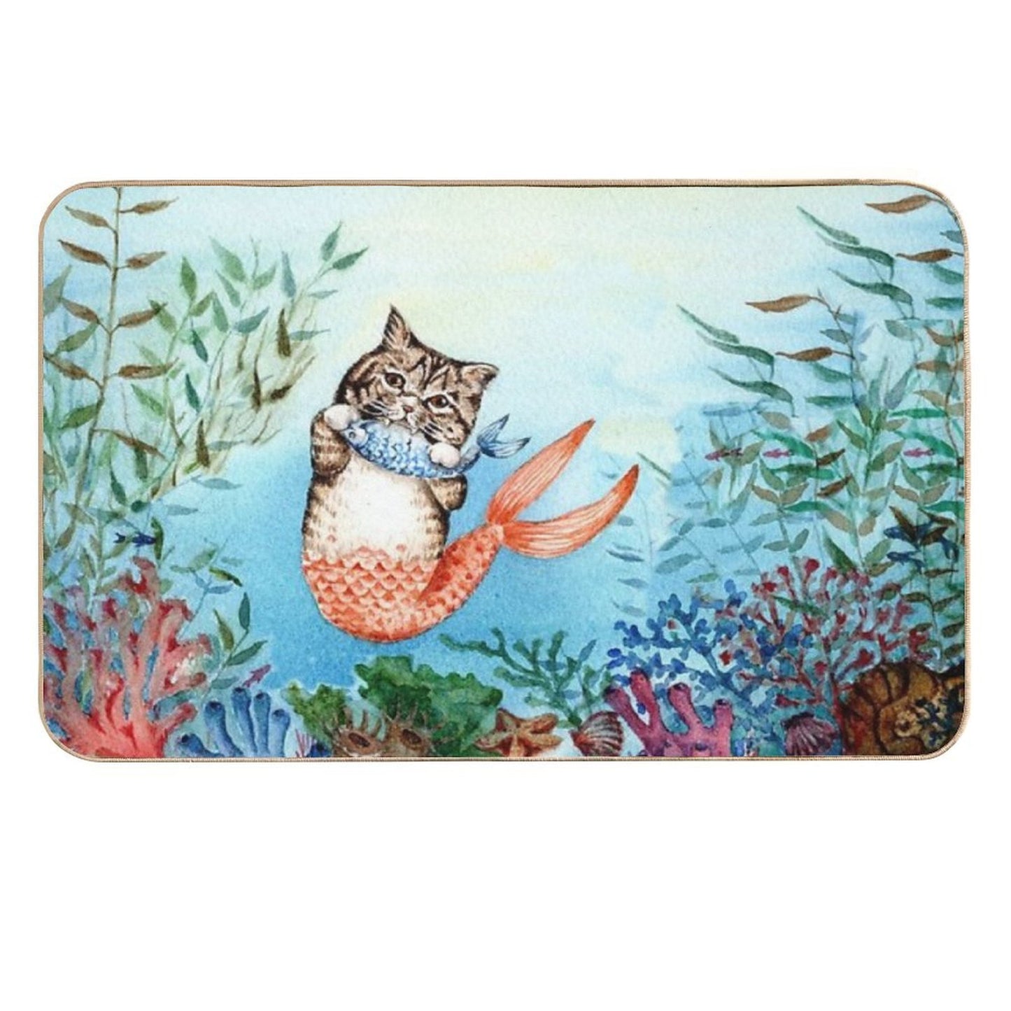 Cute Purrmaid Cat Mermaid Eco-Friendly Bath Mat