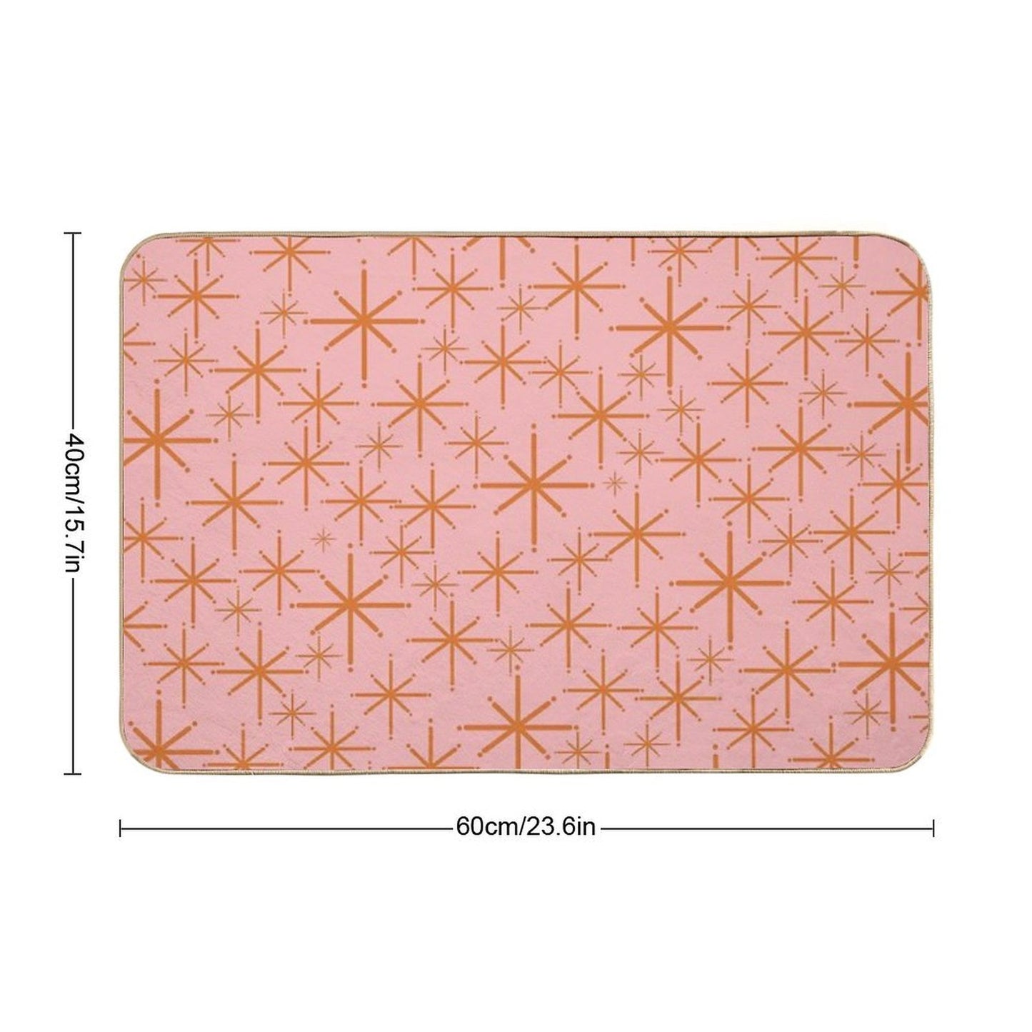 Twinkling Retro Atomic Starburst Pattern in Orange And Pink Stain-Proof Bath Mat